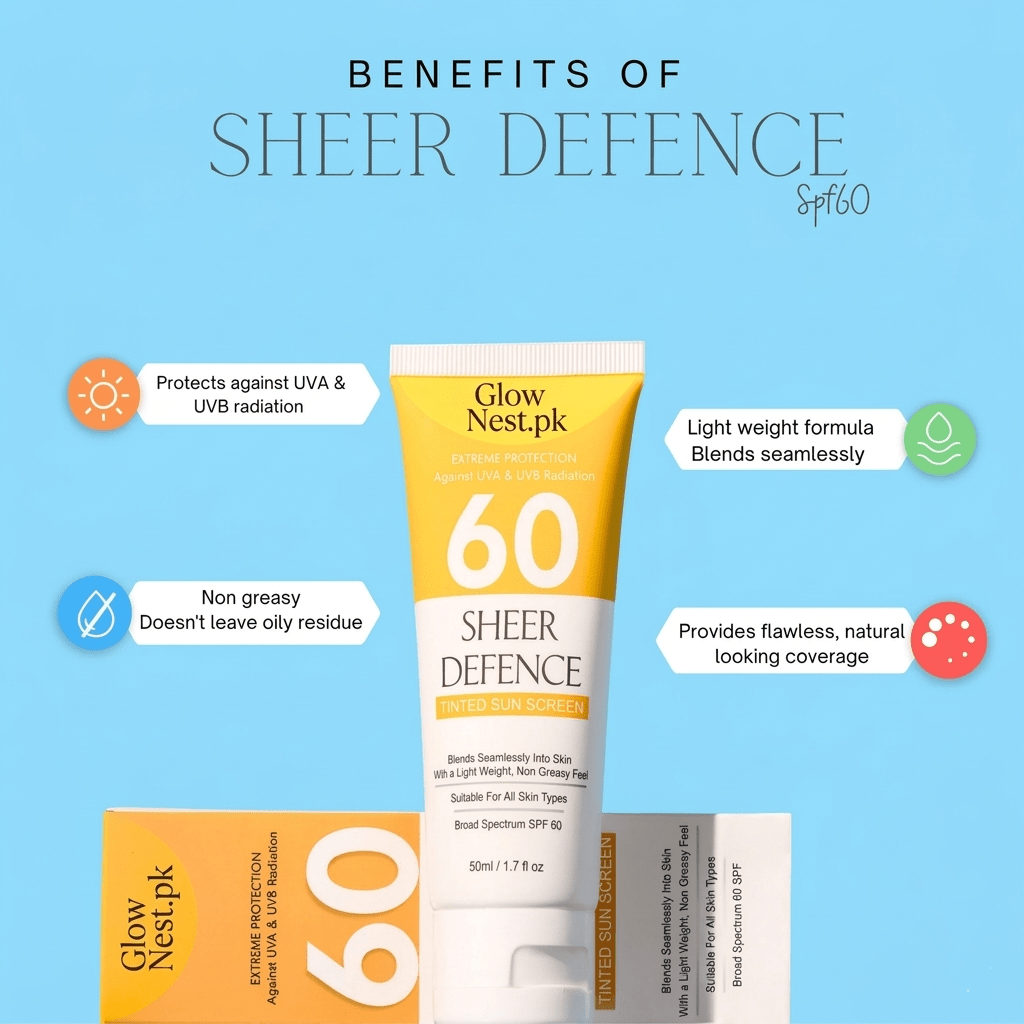 Sheer Defence Tinted Sun Screen - 60 SPF - GlowNestpk.com